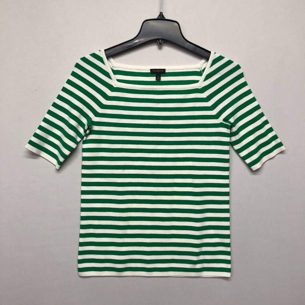 Talbots Women Short Sleeve Knit Top Shirt Blouse Size Small Striped B269 -2